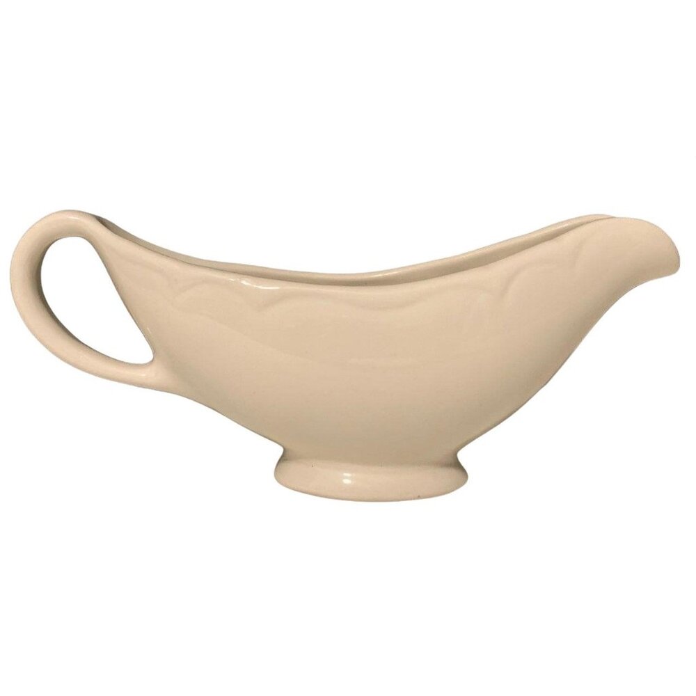 Vintage Homer Laughlin Gravy Boat Eggshell Sauce Boat Embossed Serving Handle